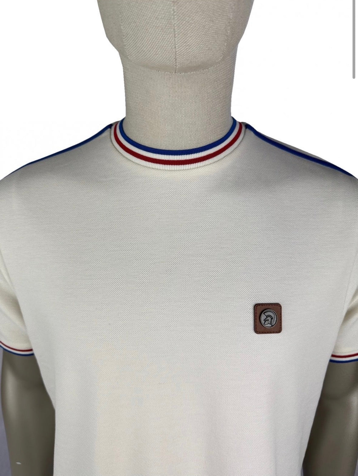 Three colour tipping pique tee TC/1042 - ECRU