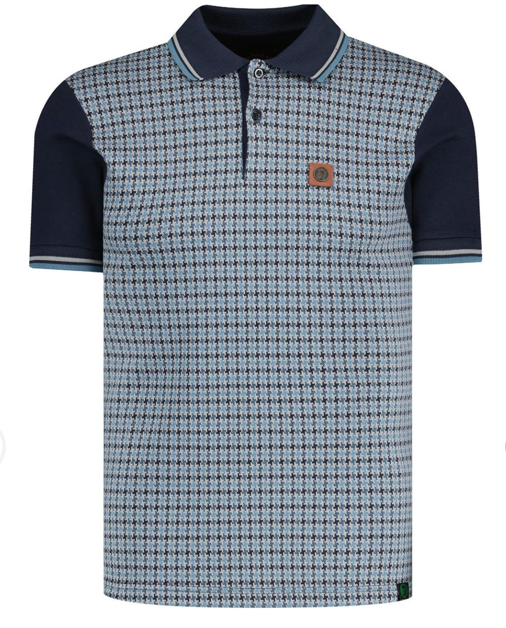 Retro Jacquard Houndstooth Panel Polo