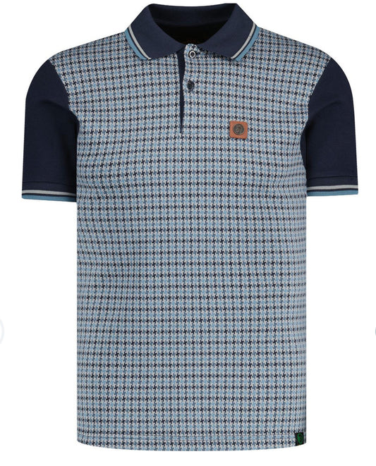 Retro Jacquard Houndstooth Panel Polo