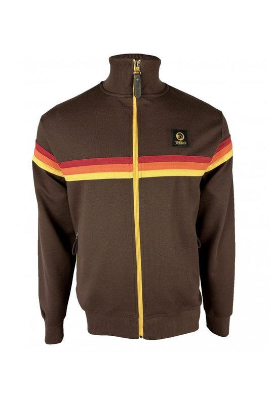 Trojan Retro Stripe Track Top - Chocolate