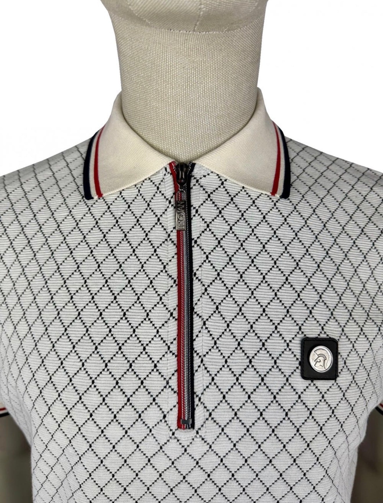 TROJAN Ottoman Jacquard Panel Polo TR/9069 - ECRU