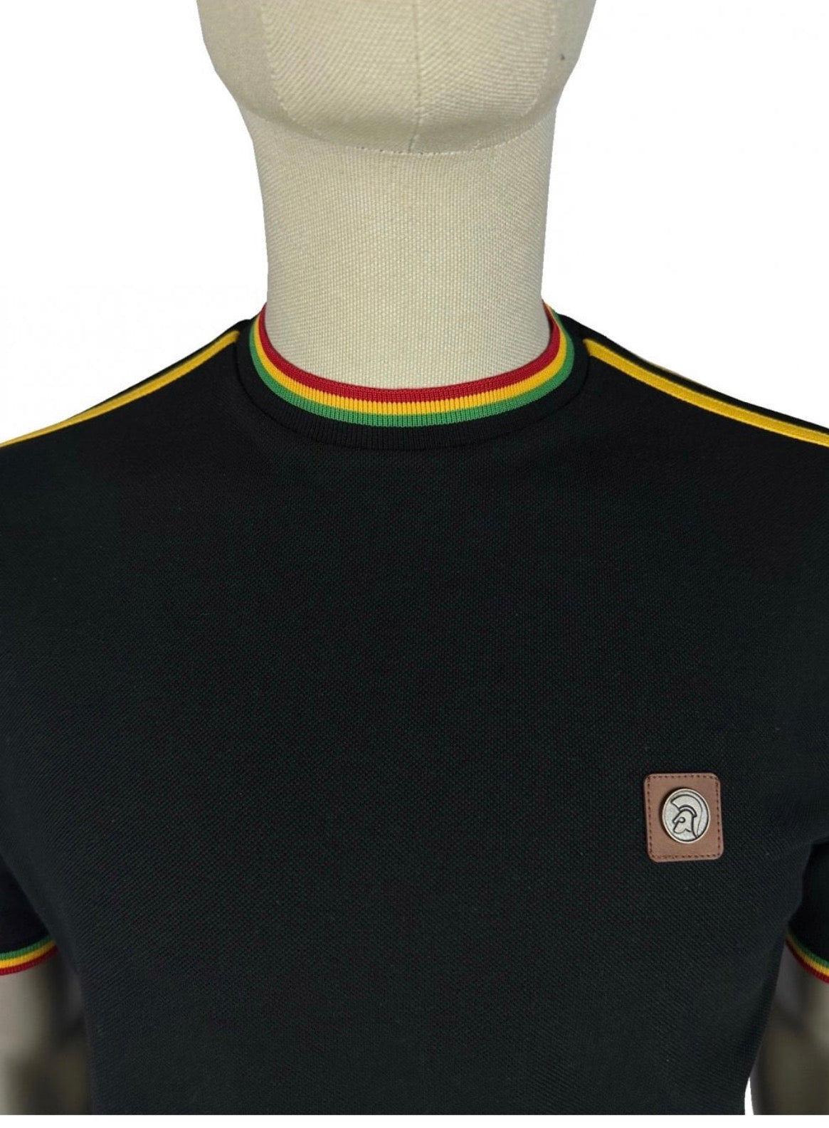 Three colour tipping pique tee TC/1042 - BLACK