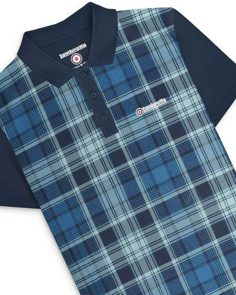 Check print polo - Navy