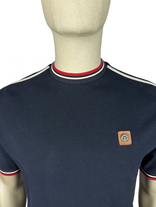 Three colour tipping pique tee TC/1042 - NAVY
