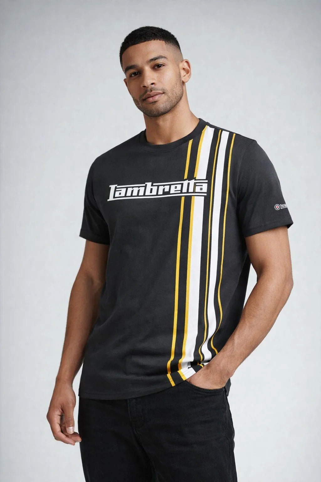 Racing Stripe Tee - Iron / Gold