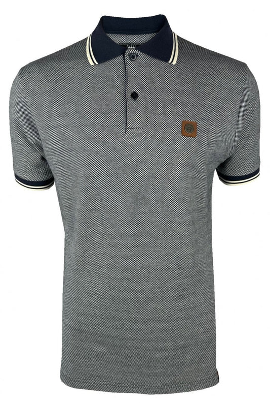 Jacquard Semi-Plain Polo - Navy