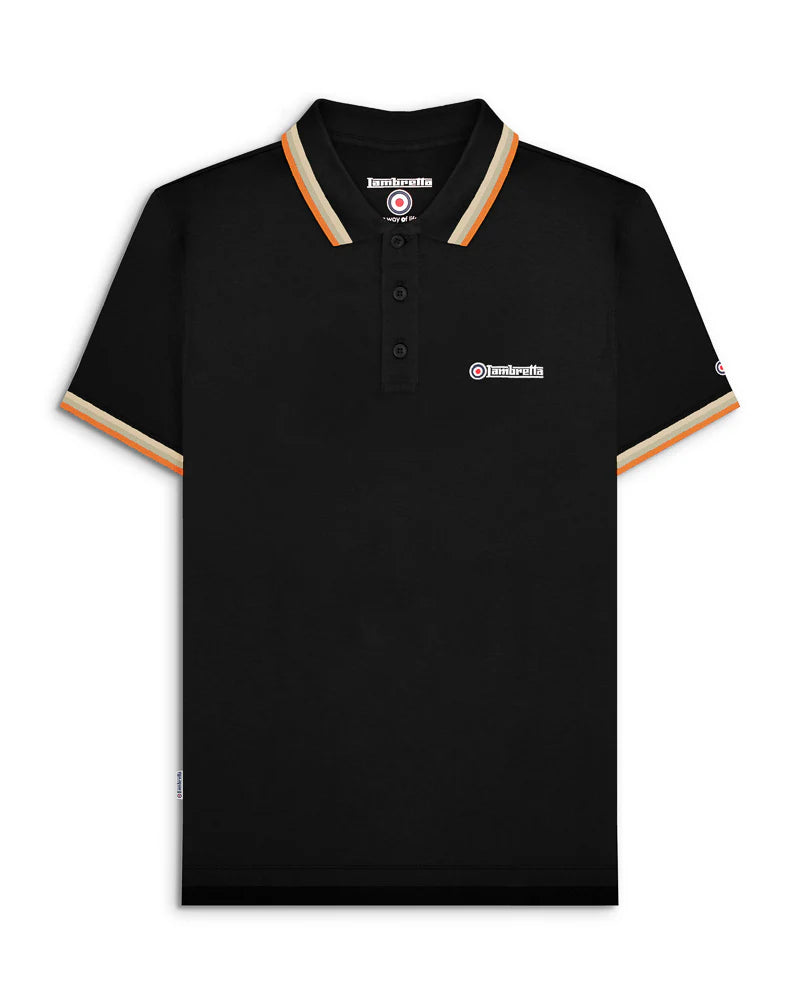 TRIPLE TIPPED POLO - Black stone/cashew/orange SS1650