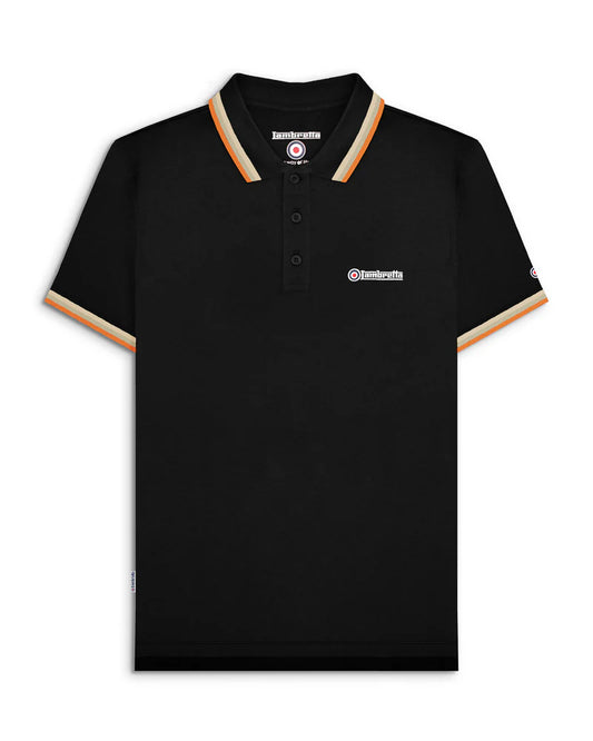 TRIPLE TIPPED POLO - Black stone/cashew/orange SS1650