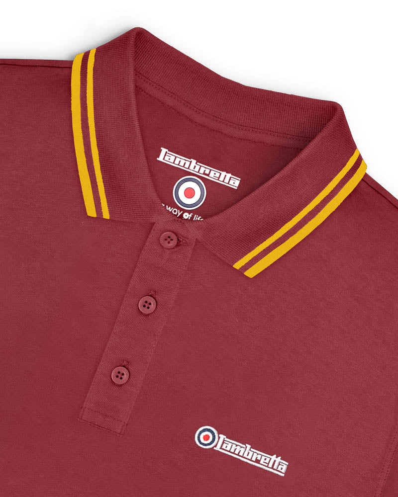 Twin Tipped Polo - Burgundy / Gold