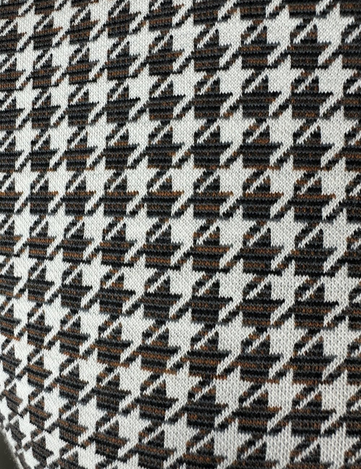 Houndstooth Panel Polo - Tan