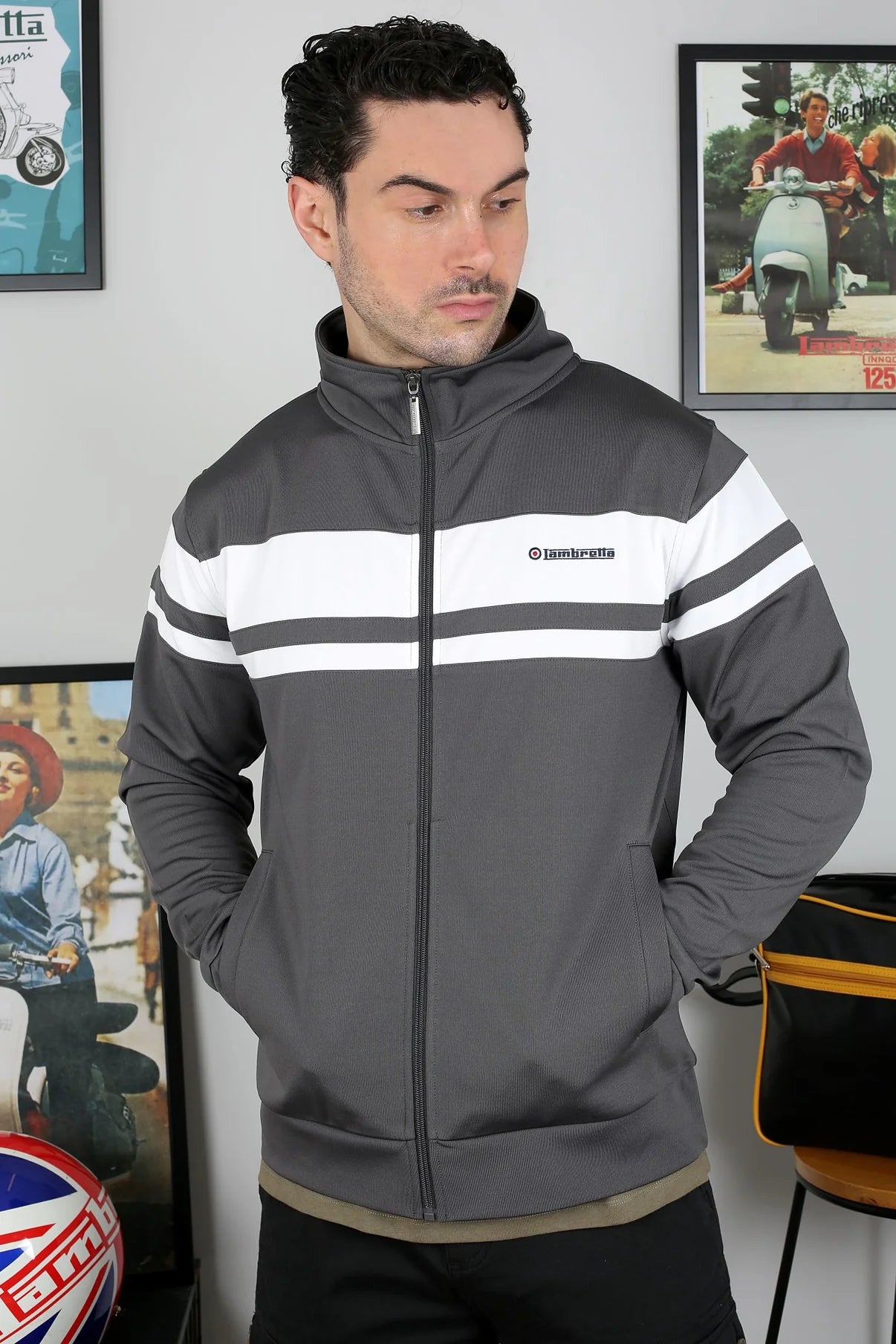 Lambretta Championship Track Top - Iron / White