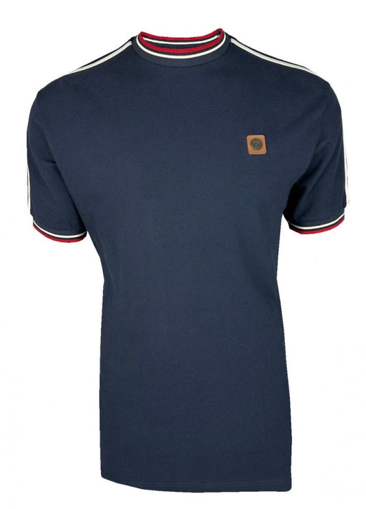 Three colour tipping pique tee TC/1042 - NAVY