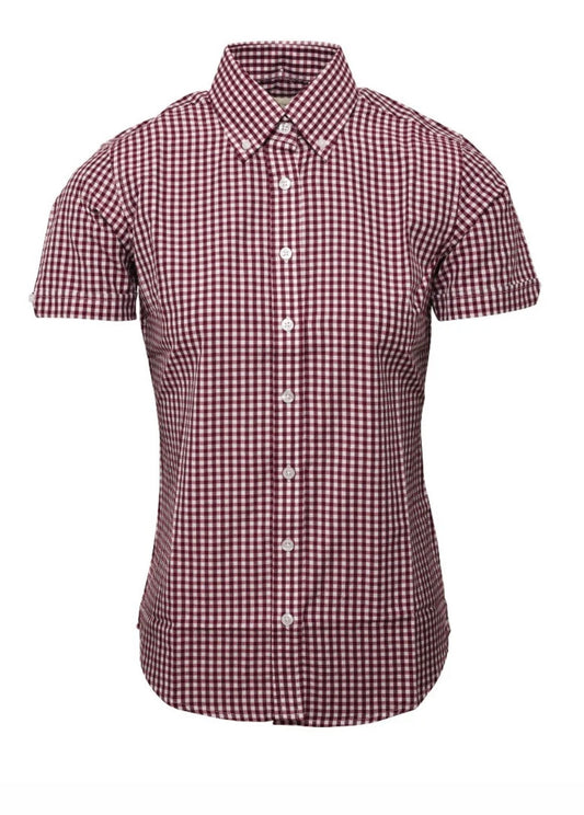 Relco Ladies Gingham Shirt - Burgundy