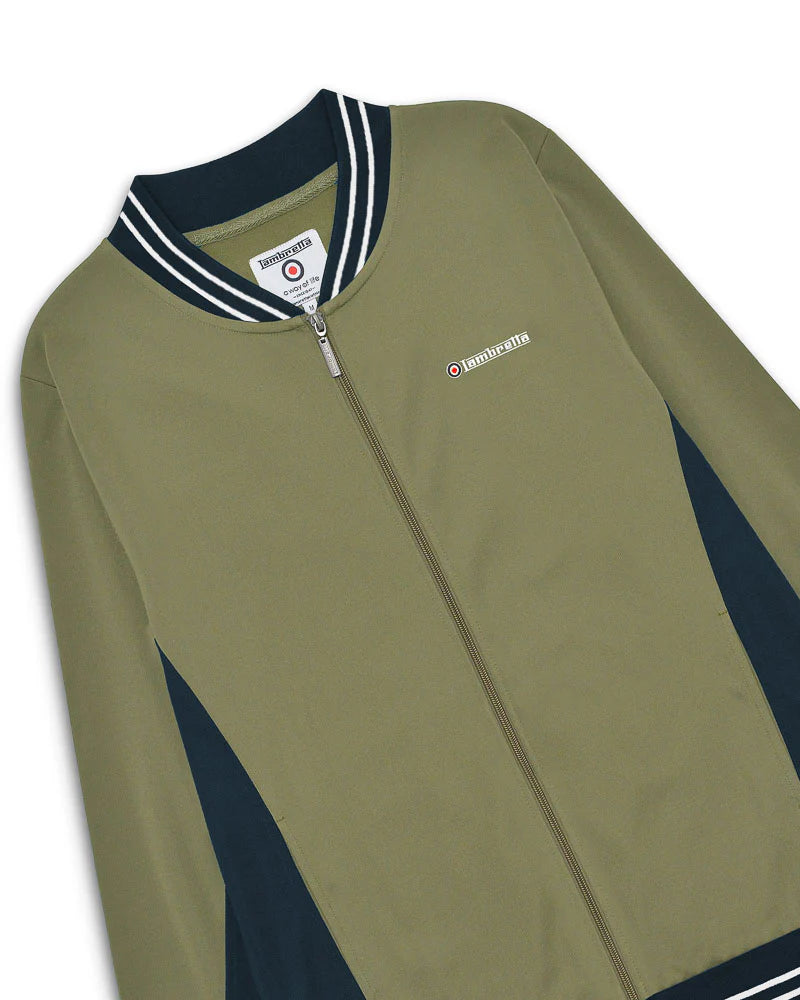 Vintage Track Top - Khaki / Dark Navy / White