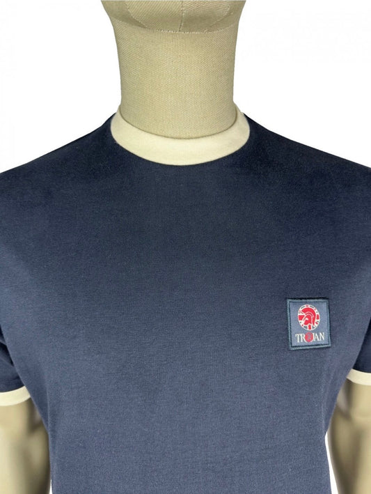 Flag Badge Ringer Tee - Navy  TR/9086