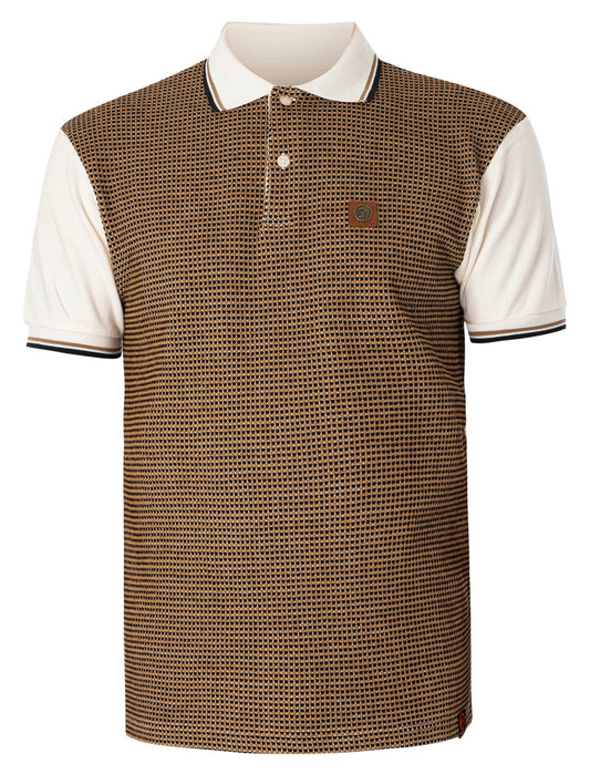 Birdseye Jacquard Panel Polo - ecru - TR8869
