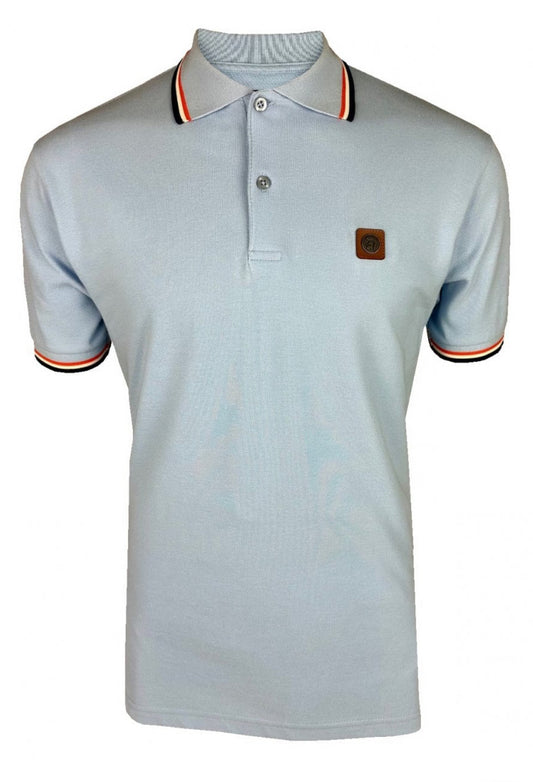 Three Colour Tipped Pique Polo - Powder