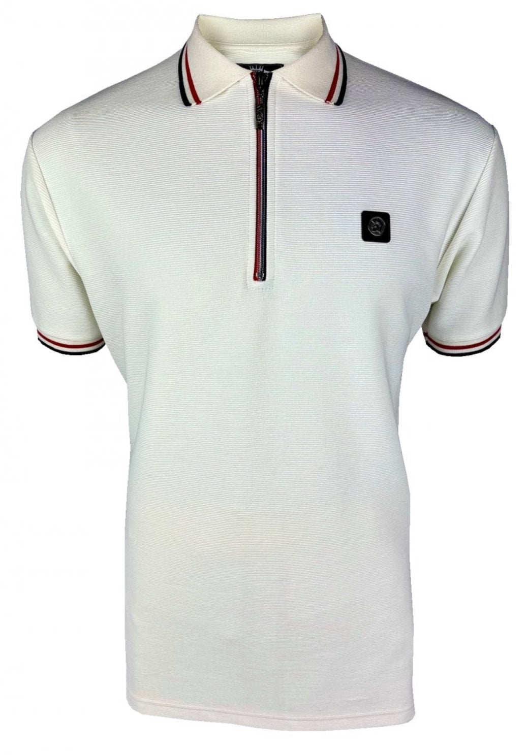 Ottoman Rib Zip Polo - Ecru