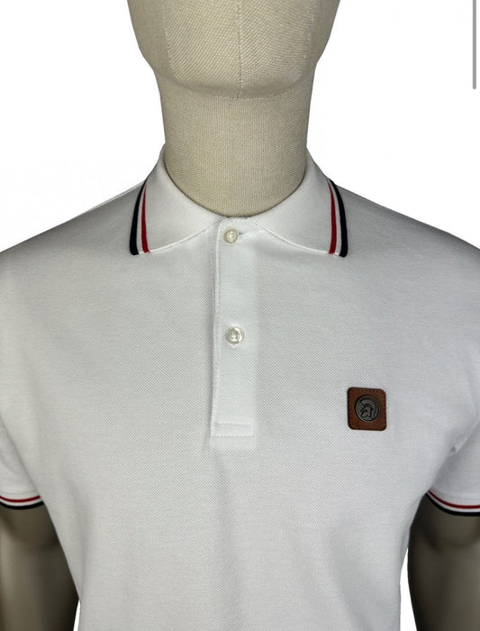Three Colour Tipped Pique Polo - White