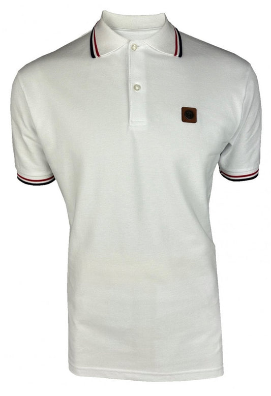 Three Colour Tipped Pique Polo - White
