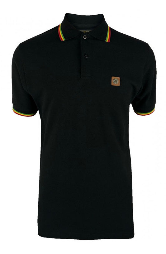 Three Colour Tipped Pique Polo - Black