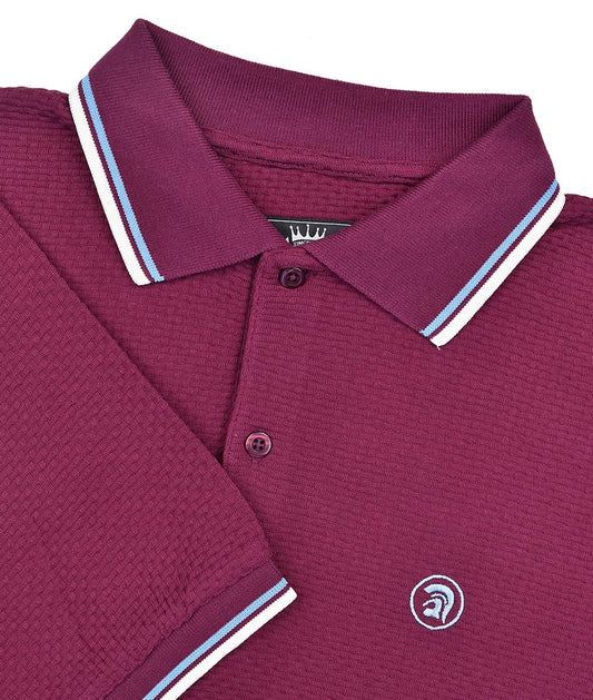 Twin Tipped Textured Polo - port - TC 1038