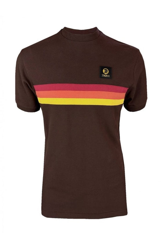 Retro Stripe Pique Tee - Chocolate