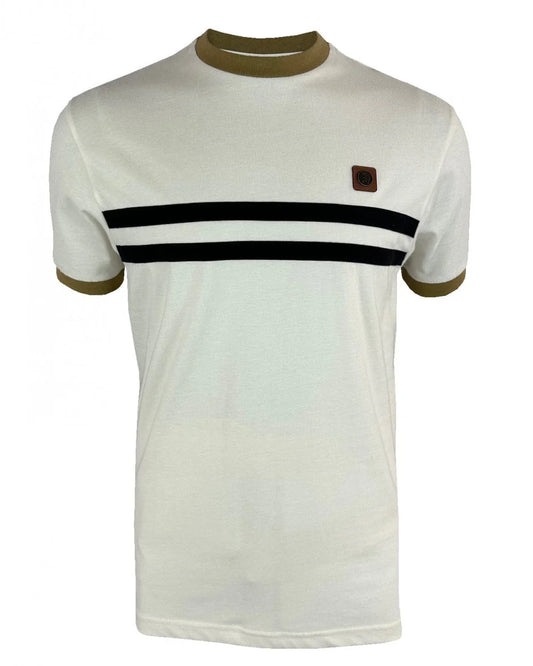 Laid on stripe front tee - Ecru