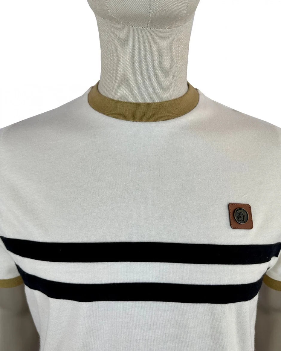 Laid on stripe front tee - Ecru