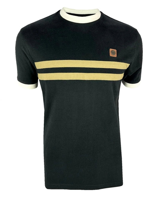 Laid on stripe front tee - Black