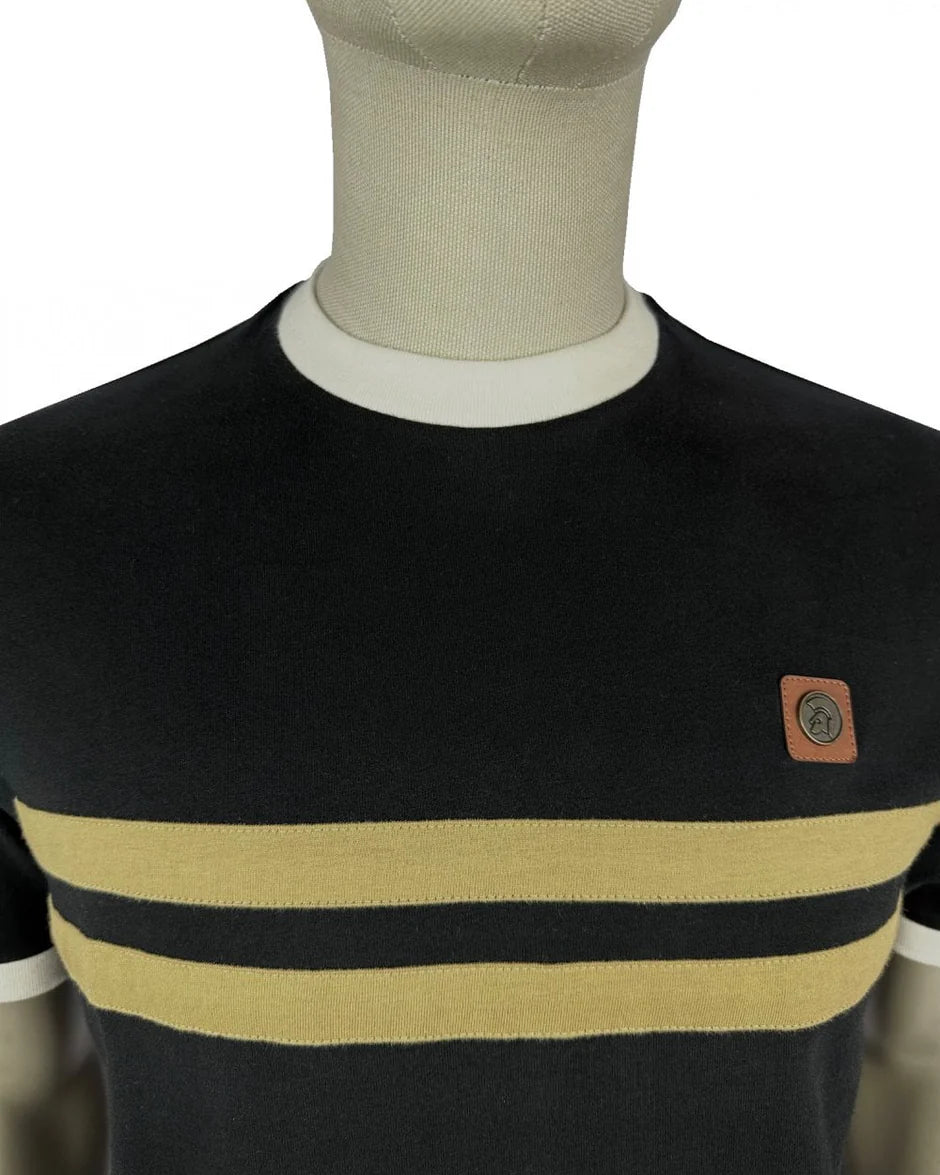 Laid on stripe front tee - Black