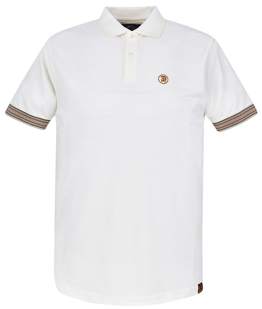 Stripe Deep Cuff Pique Polo - Ecru