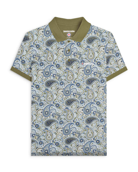 Paisley Brand Polo - Khaki / Navy