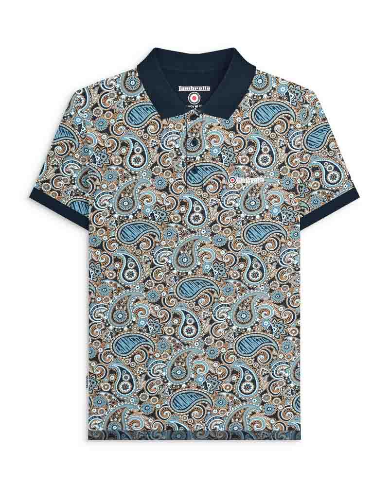 Paisley Brand Polo - Navy / Smoke Blue