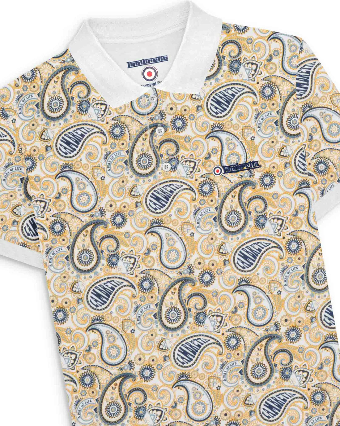 Paisley Brand Polo - White / Navy