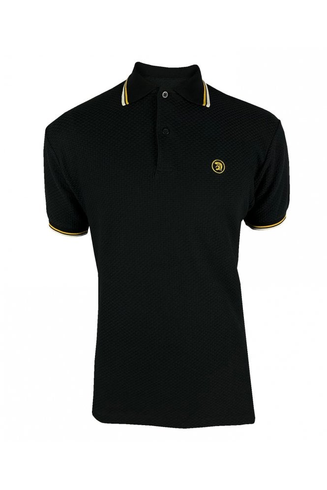 Twin Tipped Textured Polo - Black