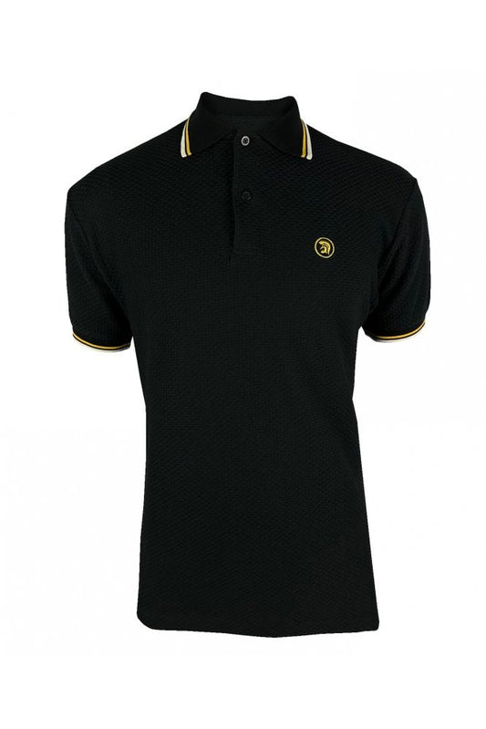 Twin Tipped Textured Polo - Black