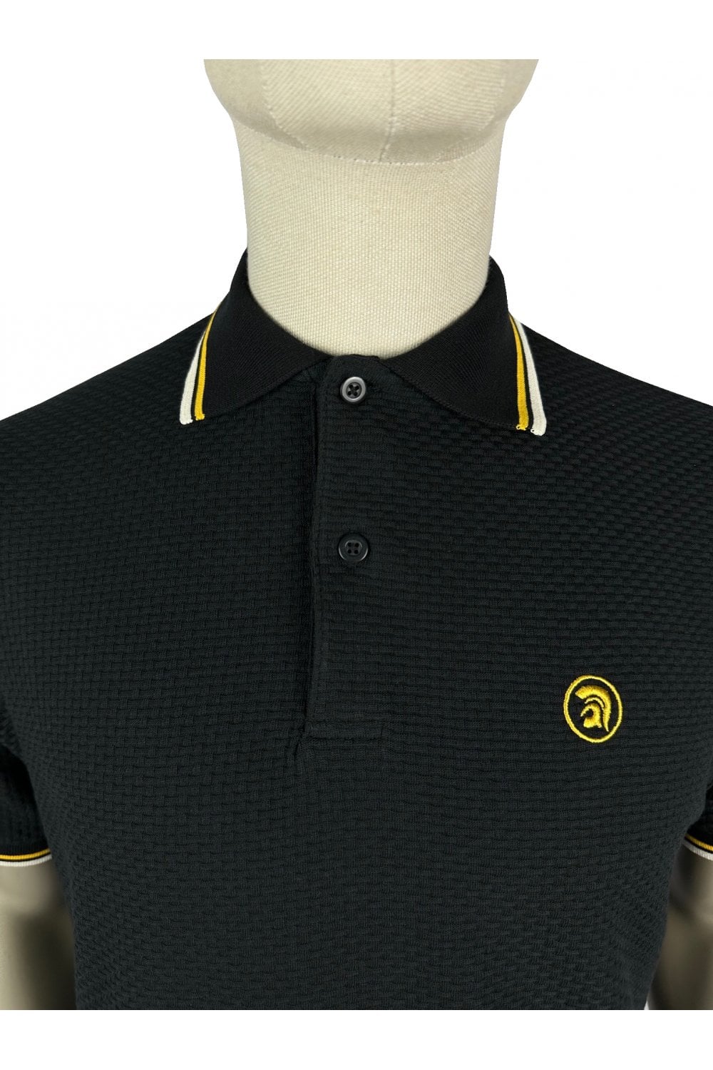 Twin Tipped Textured Polo - Black