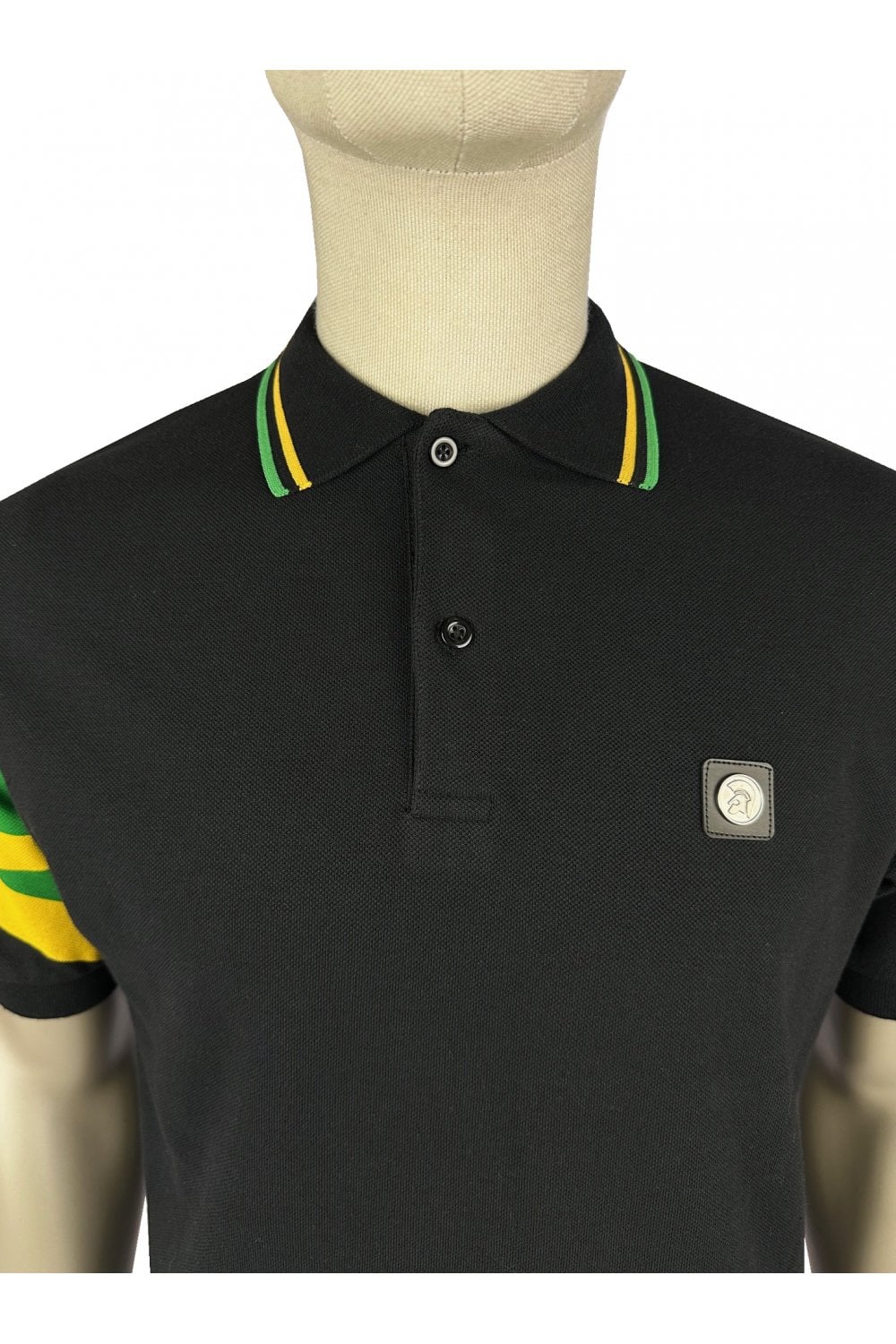 Flag Sleeve Pique Polo - Black