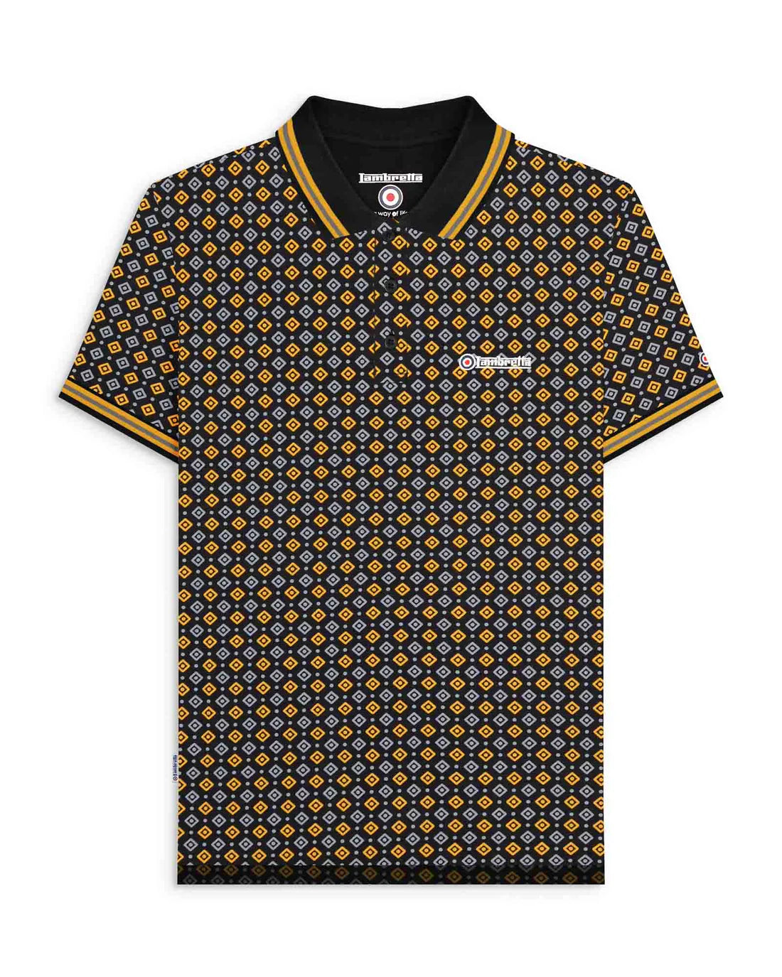 Geo AOP Polo - Black / Gold
