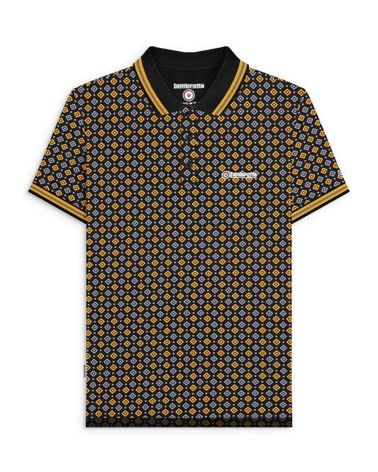 Geo AOP Polo - Black / Gold
