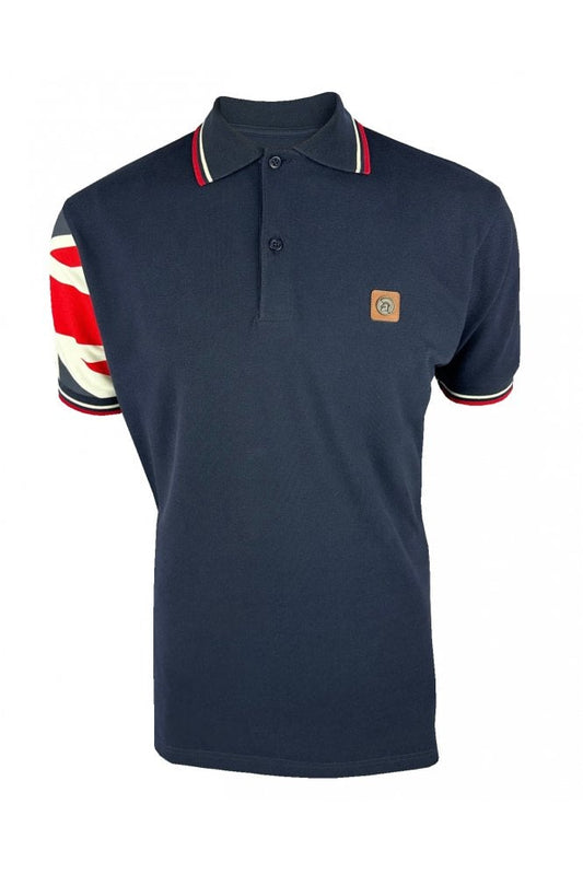 Flag Sleeve Pique Polo - Navy