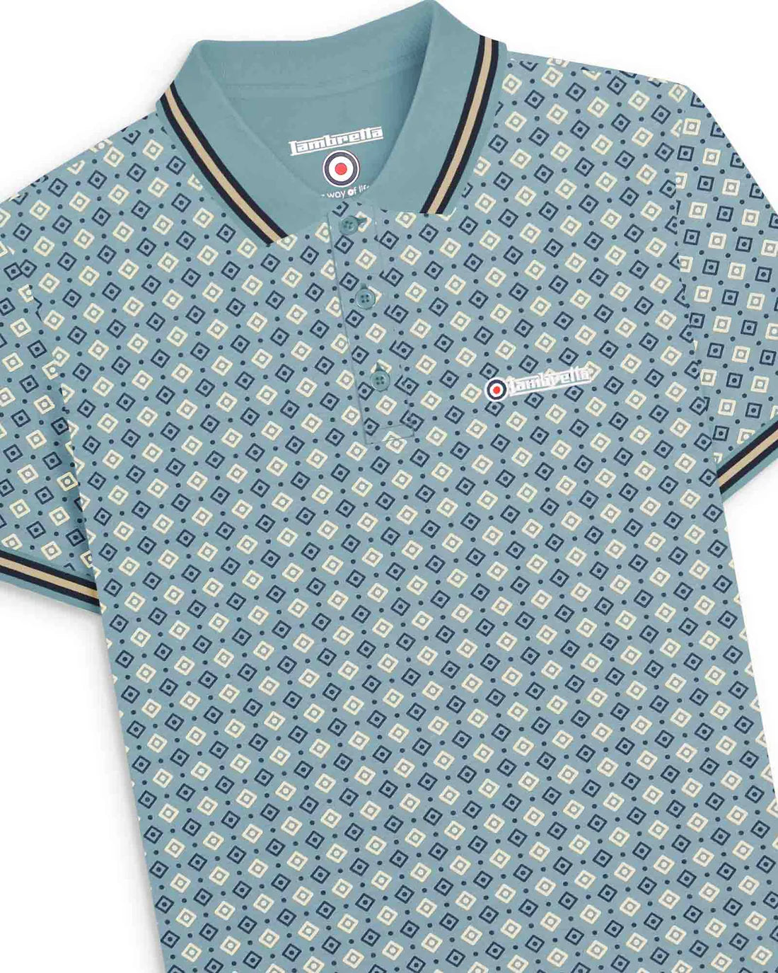 Geo AOP Polo - Smoke / Blue
