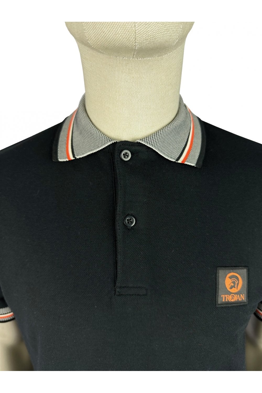 Oxford Collar Pique Polo - Black