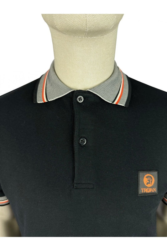 Oxford Collar Pique Polo - Black