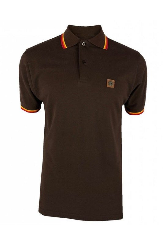 Three Colour Tipped Pique Polo - Chocolate