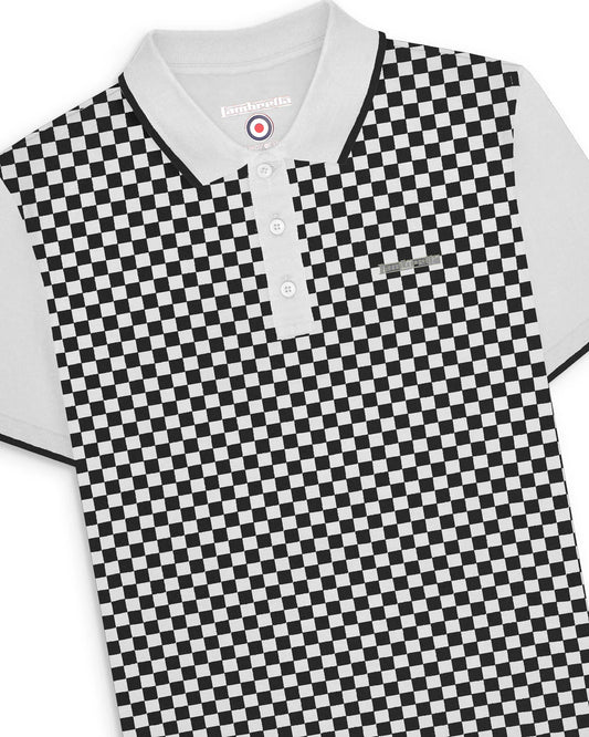 Two Tone AOP Polo - White