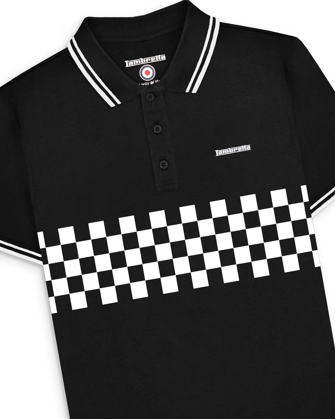 Two Tone Tipped Polo - Black / White